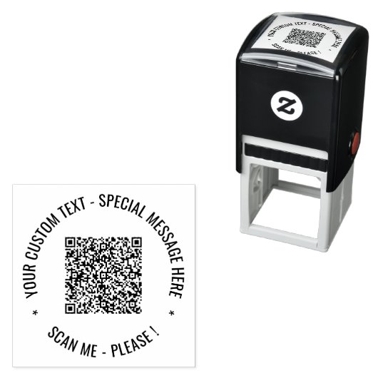 Uw QR-code en aangepaste tekst ronde stempel Sjabl (In situ)