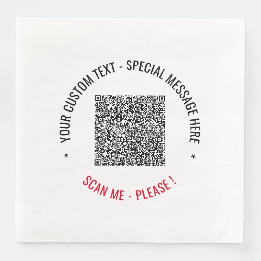 Uw QR-code en aangepaste tekst servetten Sjabloon (Voorkant)