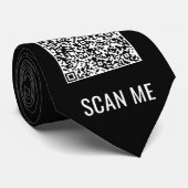 Uw QR-code en aangepaste tekst Stropdas Kies kleur (Opgerold)