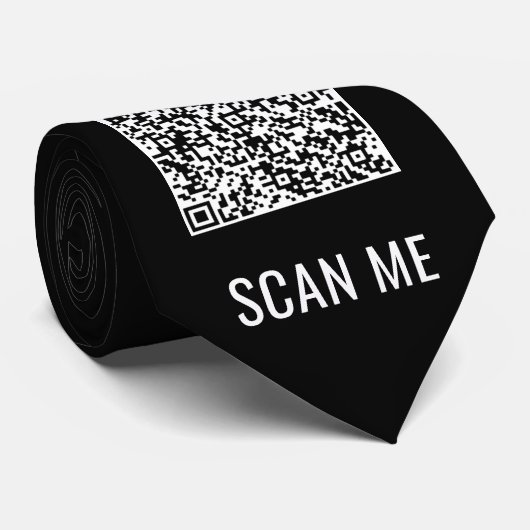 Uw QR-code en aangepaste tekst Stropdas Kies kleur (Opgerold)