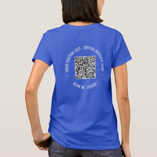 Uw QR-code en aangepaste tekst T-shirt Sjabloon (Achterkant)