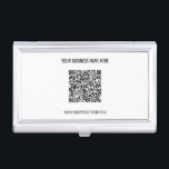 Uw QR-code en aangepaste tekst visitekaartje Visitekaarthouder<br><div class="desc">Aangepaste kleuren en lettertypen - Gepersonaliseerde Business Card Case met uw QR-code Scan Info en bedrijfsnaam Website of Aangepaste tekst Professioneel ontwerp Promotionele Business Card Cases / Gift - Uw QR-code toevoegen - Afbeelding of Logo / Naam - Bedrijf / Website of E-mail of Telefoon - Contactgegevens / Adres of...</div>