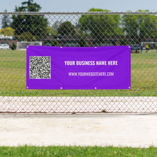 Uw QR-code en aangepaste tekstbanner - Kies kleur Spandoek (Insitu)