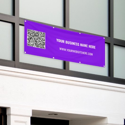 Uw QR-code en aangepaste tekstbanner - Kies kleur Spandoek (Buitenkant Gebouw)