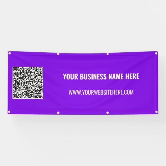 Uw QR-code en aangepaste tekstbanner - Kies kleur Spandoek (Horizontaal)