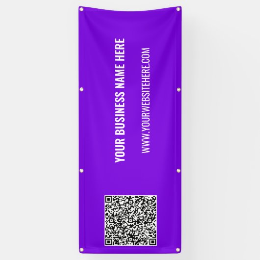 Uw QR-code en aangepaste tekstbanner - Kies kleur Spandoek (Verticaal)