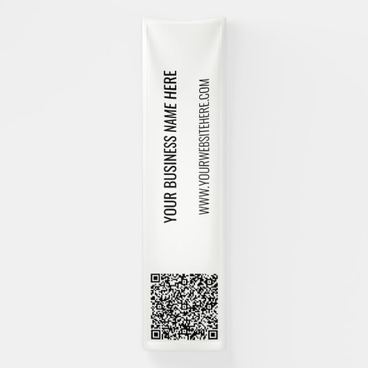 Uw QR-code en aangepaste tekstbanner - Kies kleur Spandoek (Verticaal)