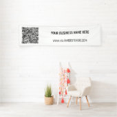 Uw QR-code en aangepaste tekstbanner - Kies kleur Spandoek (Insitu)