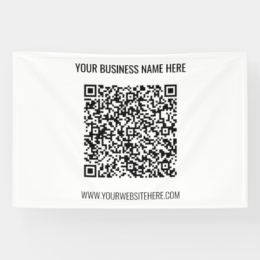 Uw QR-code en aangepaste tekstbanner Spandoek (Horizontaal)