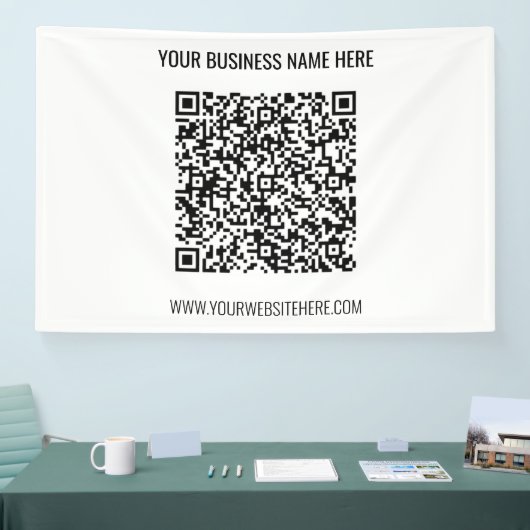 Uw QR-code en aangepaste tekstbanner Spandoek (Beurs)