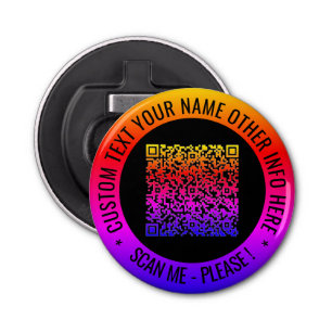Uw QR-code en aangepaste tekstflesopener Button Flesopener