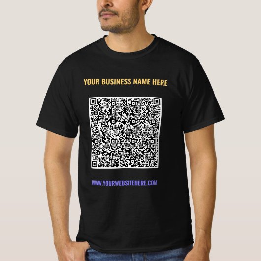 Uw QR Code en Custom Text Business T-Shirt (Voorkant)