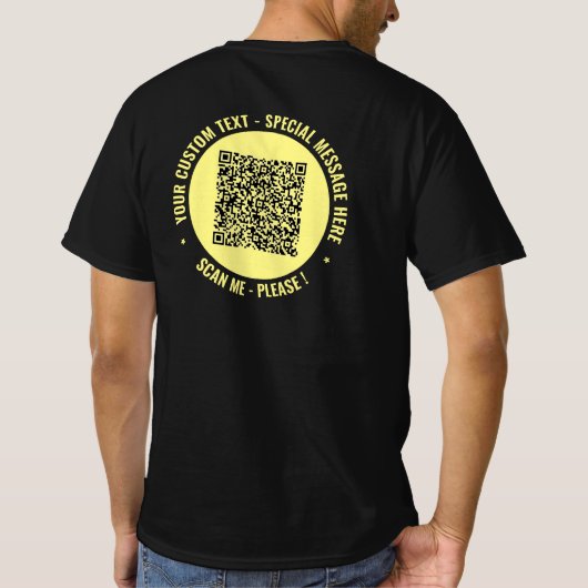 Uw QR Code en Custom Text T-Shirt Kies Kleuren (Achterkant)