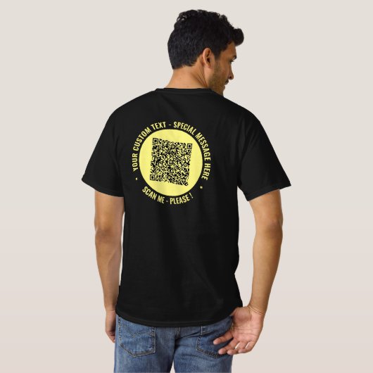 Uw QR Code en Custom Text T-Shirt Kies Kleuren (Achterkant volledig)