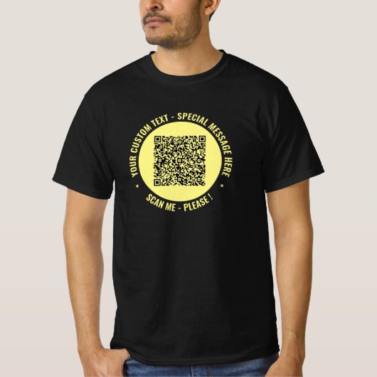 Uw QR Code en Custom Text T-Shirt Kies Kleuren (Voorkant)