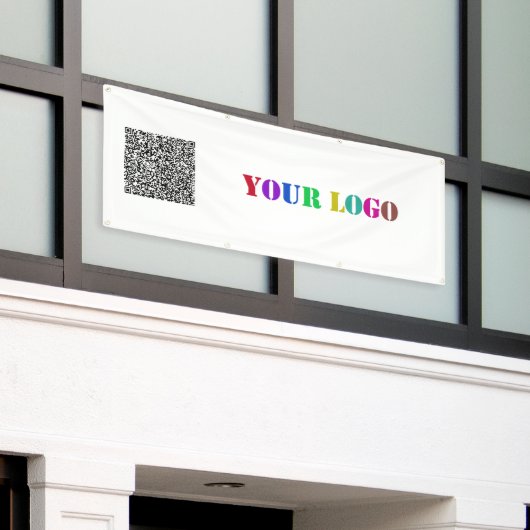 Uw QR-code en Logo Business Promotion Banner (Buitenkant Gebouw)