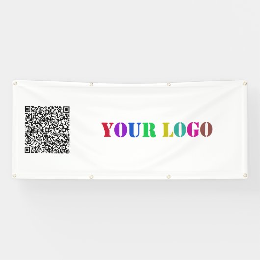 Uw QR-code en Logo Business Promotion Banner (Horizontaal)