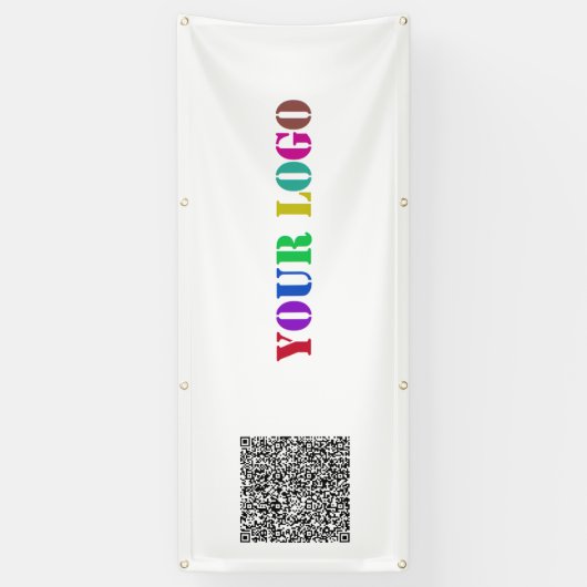 Uw QR-code en Logo Business Promotion Banner (Verticaal)