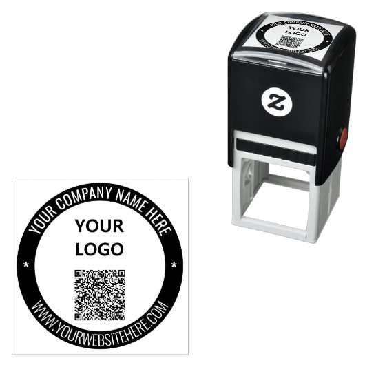 Uw QR-code en logo kleur ronde stempel sjabloon (In situ)