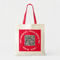 Uw QR-code en tas met eigen tekst Voorbeeld