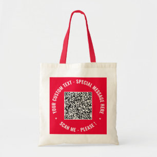 Uw QR-code en tas met eigen tekst Voorbeeld