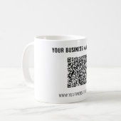 Uw QR-code en tekst mok voorbeeld (Voorkant links)