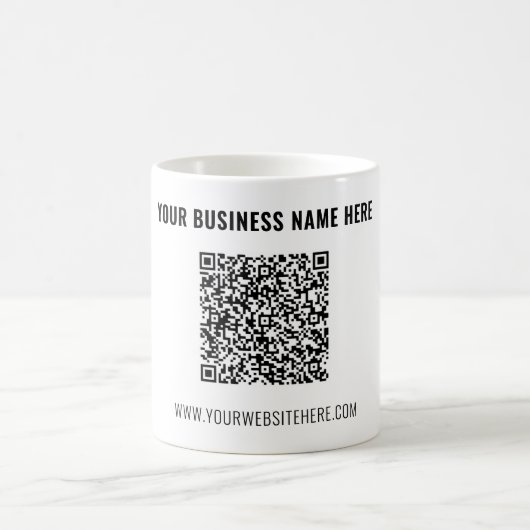 Uw QR-code en tekst mok voorbeeld (Center)