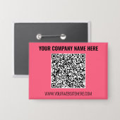 Uw QR-code en tekst promotieknop gebrand Button (Voorkant / Achterkant)