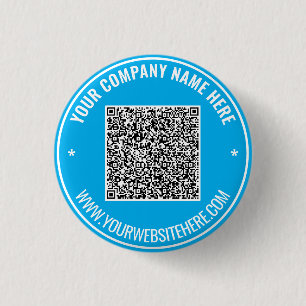 Uw QR-code en tekst promotionele knoppen sjabloon Ronde Button 3,2 Cm