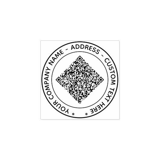 Uw QR-code en tekst ronde rubberen stempel sjabloo (Afrduk)