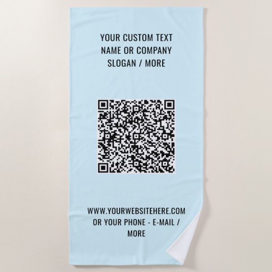Uw QR-Code en Tekst Strandhanddoek Aangepaste Kleu Strandlaken (Voorkant)
