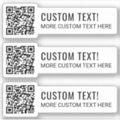 Uw QR-code en twee regels tekst Sticker (Voorkant)