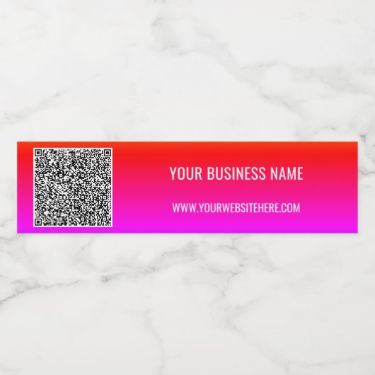 Uw QR-code flesetiketten Voorbeeld aangepaste teks Waterfles Etiket (Enkel label)