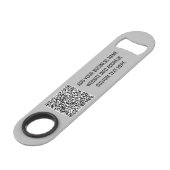Uw QR-code gebrandmerkt Aangepaste tekstbalk Sleut Speed Flessenopener (Voorkant Gekanteld)