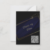 Uw QR-code Gold Navy Blue Afstuderen Uitnodiging (Achterkant)