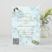 Uw QR Code Goud Wit Marmer Bruiloft Uitnodiging (Staand voorkant)