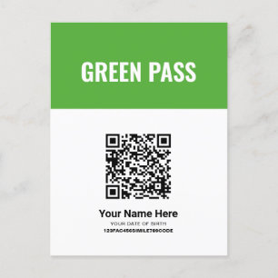 Uw QR Code Green Vaccine Certificate Pass Card Briefkaart