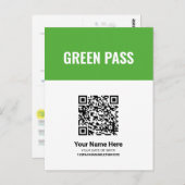 Uw QR Code Green Vaccine Certificate Pass Card Briefkaart (Voorkant / Achterkant)