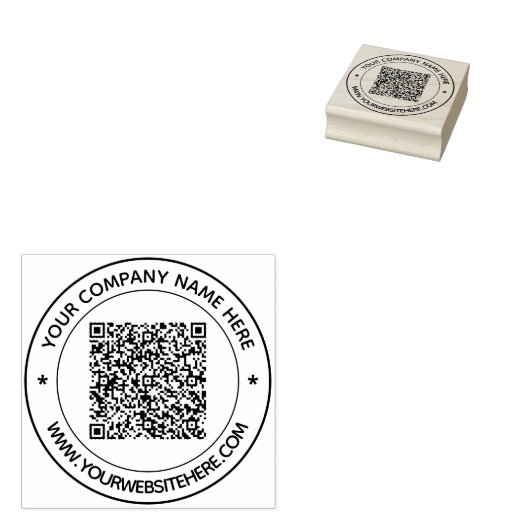 Uw QR-code Info Bedrijfsnaam Ronde Rubber Stamp Rubberstempel (Gestempeld)