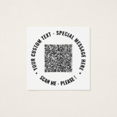 Uw QR Code Info Tekst Aangepaste kleuren Profielka Vierkante Visitekaartjes (Achterkant)