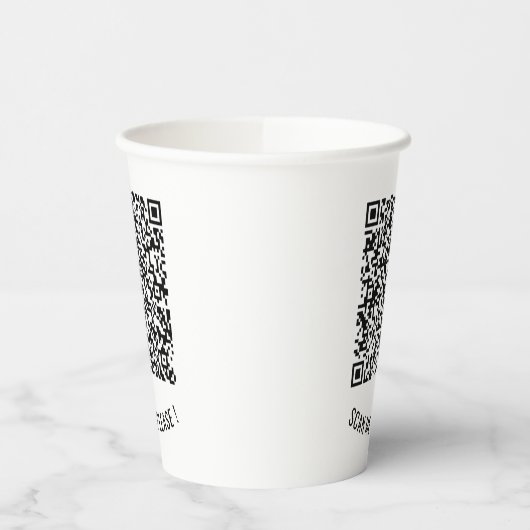 Uw QR code info tekst papier kopjes - kies kleuren Papieren Bekers (Links)