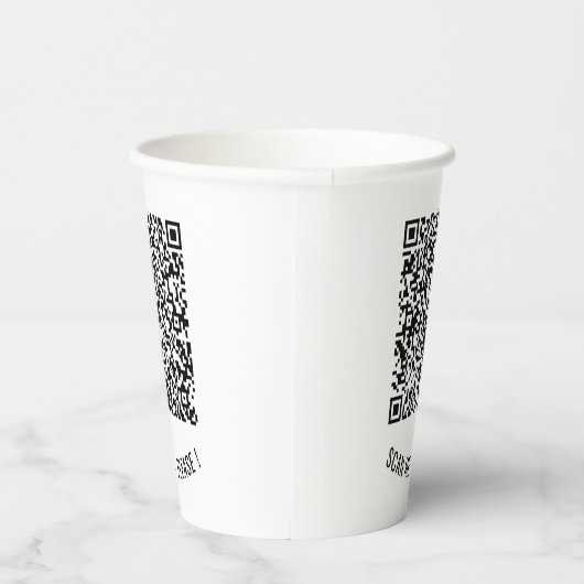 Uw QR code info tekst papier kopjes - kies kleuren Papieren Bekers (Rechts)