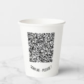Uw QR code info tekst papier kopjes - kies kleuren Papieren Bekers (Voorkant)