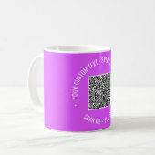 Uw QR-code koffiemok met aangepaste tekst en kleur (Voorkant links)