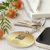 Uw QR-code Logo Gold dubbelzijdige cirkel Sleutelhanger (Voorkant Rechts)