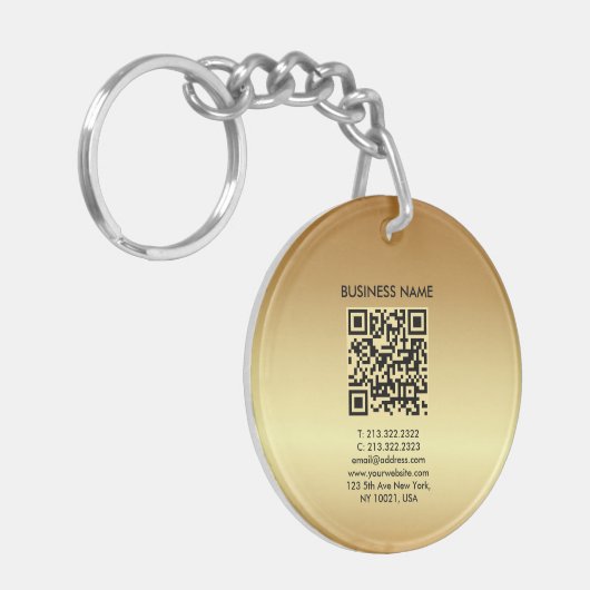 Uw QR-code Logo Gold dubbelzijdige cirkel Sleutelhanger (Voorkant Links)