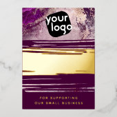 Uw QR Code & Logo Modern Dank u Echte Folie Feestdagenkaart (Voorkant)