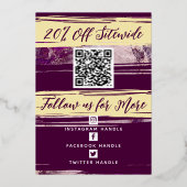 Uw QR Code & Logo Modern Dank u Echte Folie Feestdagenkaart (Achterkant)