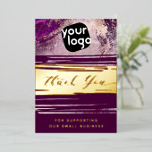 Uw QR Code & Logo Modern Dank u Echte Folie Folie Feestdagenkaart (Staand Voorkant)