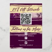 Uw QR Code & Logo Modern Dank u Echte Folie Folie Feestdagenkaart (Achterkant)